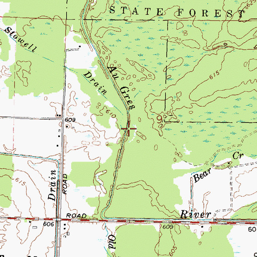 Topographic Map of Stowell Drain, MI
