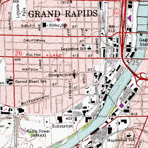 Topographic Map of Straight School, MI