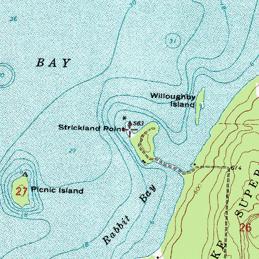 Topographic Map of Strickland Point, MI