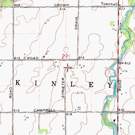 Topographic Map of Strieter Drain, MI