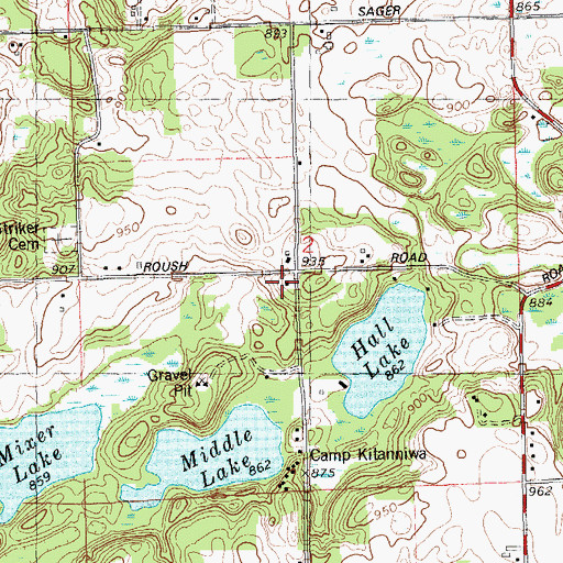 Topographic Map of Striker School, MI
