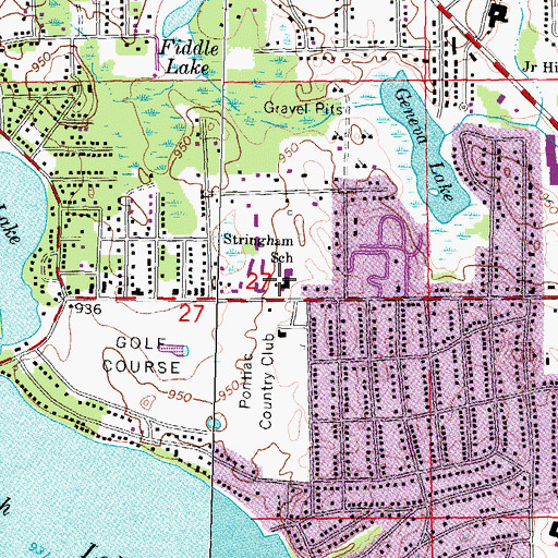 Topographic Map of Stringham School, MI