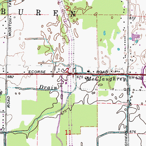 Topographic Map of Strong Drain, MI