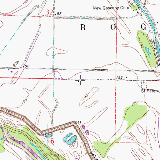 Topographic Map of Bass Chapel (historical), AR
