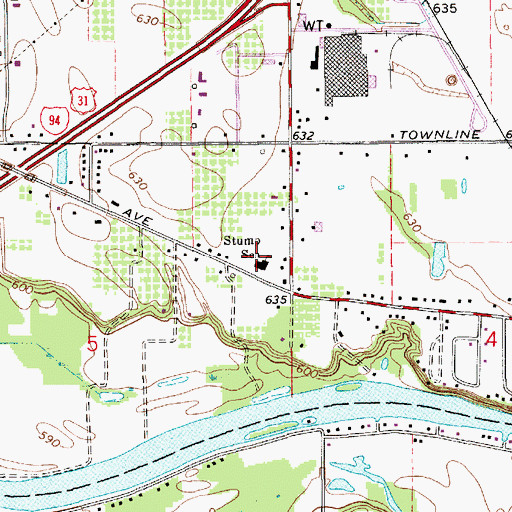 Topographic Map of Stump School, MI