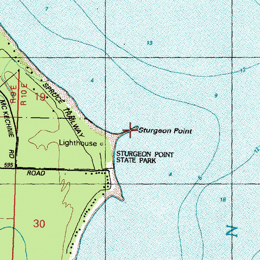Topographic Map of Sturgeon Point, MI