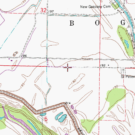 Topographic Map of Bass Chapel School (historical), AR
