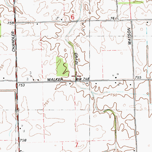 Topographic Map of Sturgis Drain, MI