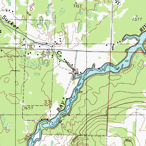 Topographic Map of Sucker Creek, MI