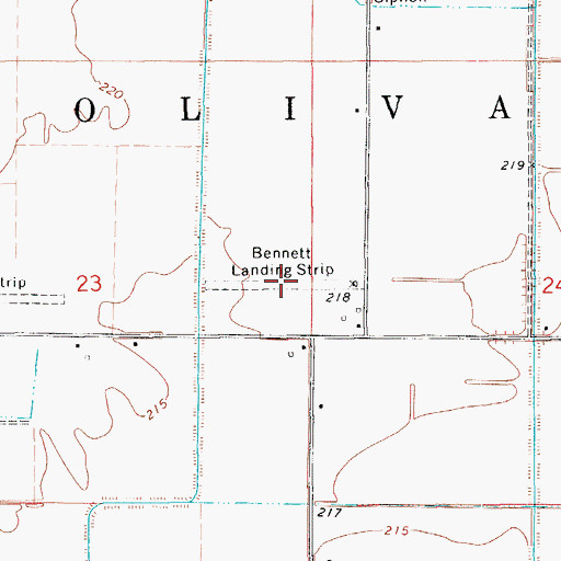 Topographic Map of Bennett Landing Strip (historical), AR