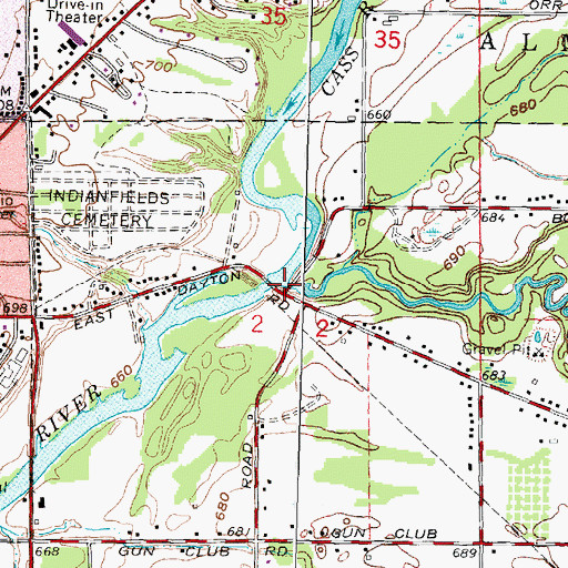 Topographic Map of Sucker Creek, MI