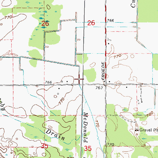 Topographic Map of Sucker Creek Drain, MI