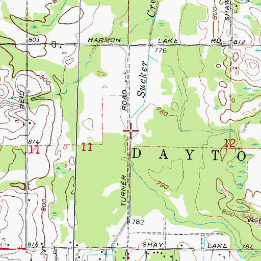 Topographic Map of Sucker Creek Drain, MI