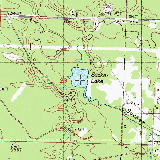 Topographic Map of Sucker Lake, MI