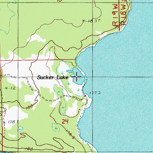 Topographic Map of Sucker Lake, MI