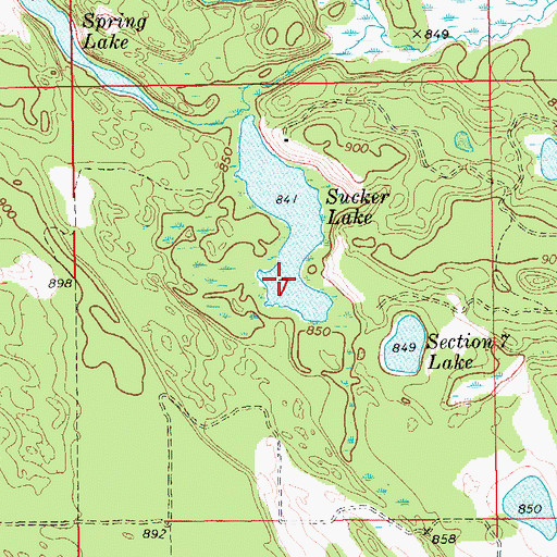 Topographic Map of Sucker Lake, MI
