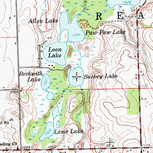 Topographic Map of Suckey Lake, MI