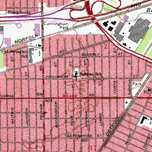 Topographic Map of Sudman School, MI