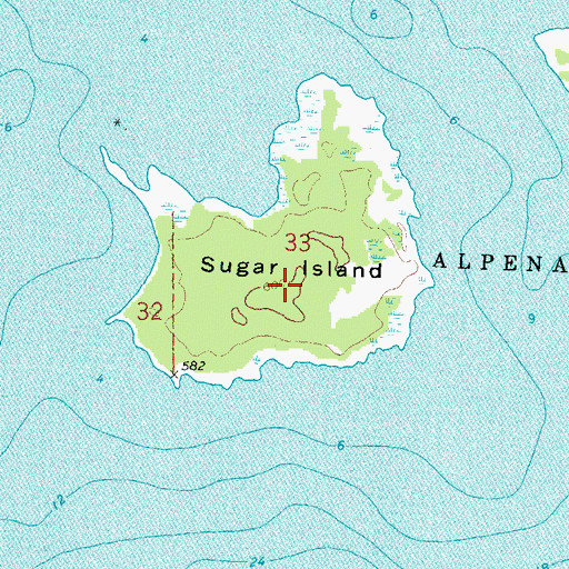 Topographic Map of Sugar Island, MI
