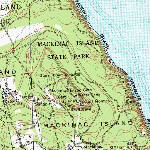 Topographic Map of Sugar Loaf Rock, MI