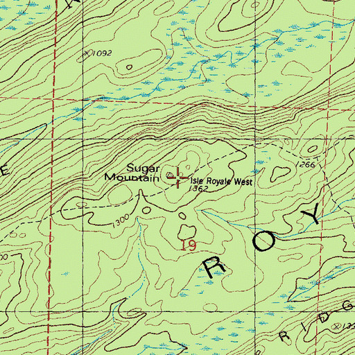Topographic Map of Sugar Mountain, MI