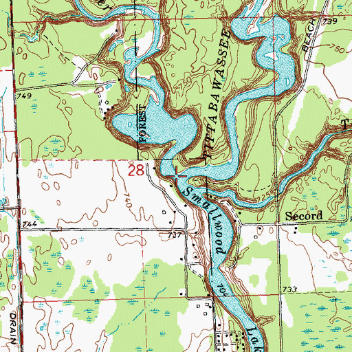 Topographic Map of Sugar River, MI