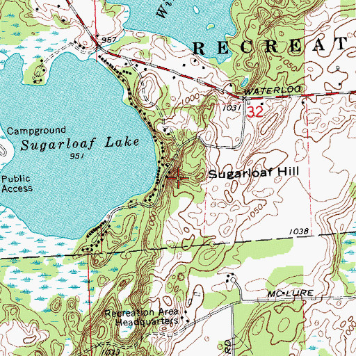 Topographic Map of Sugarloaf Hill, MI