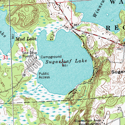 Topographic Map of Sugarloaf Lake, MI