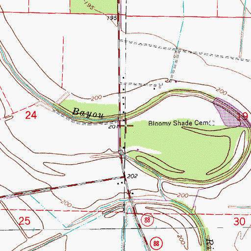 Topographic Map of Bloomy Shade Church (historical), AR