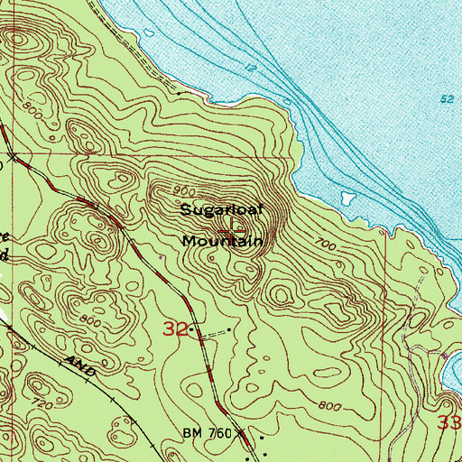 Topographic Map of Sugarloaf Mountain, MI