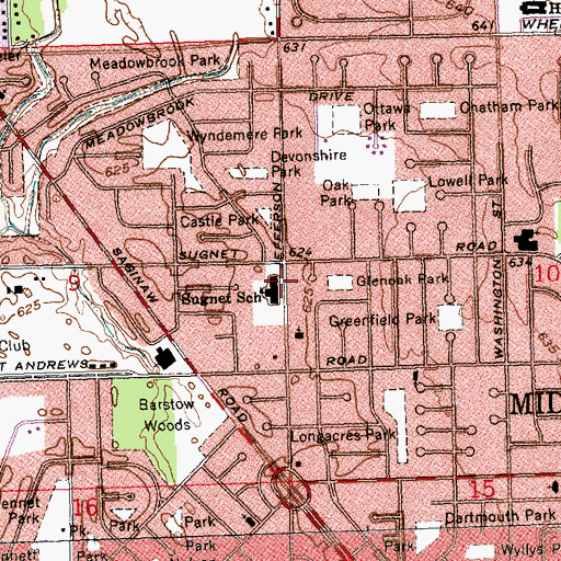 Topographic Map of Sugnet School, MI