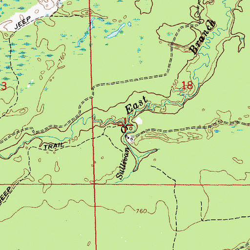 Topographic Map of Sullivan Creek, MI
