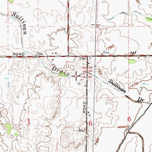 Topographic Map of Sullivan Drain, MI