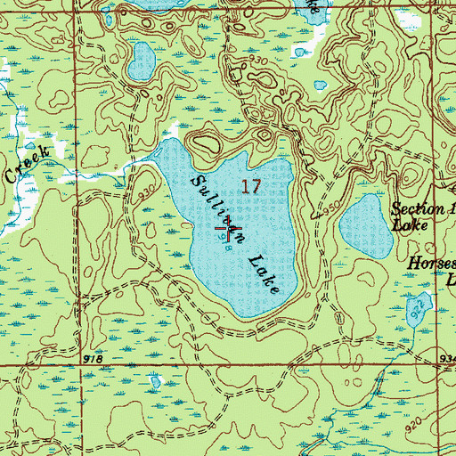 Topographic Map of Sullivan Lake, MI