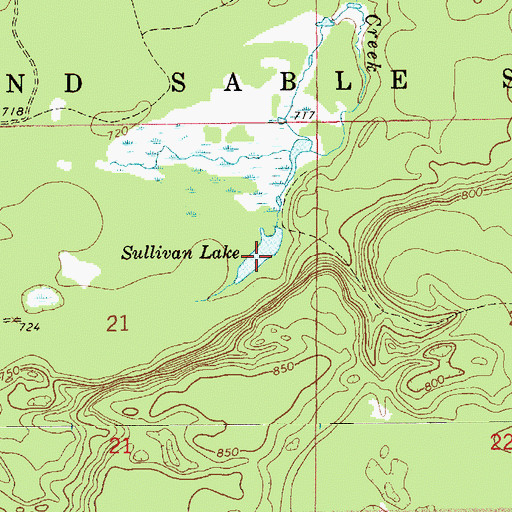 Topographic Map of Sullivan Lake, MI
