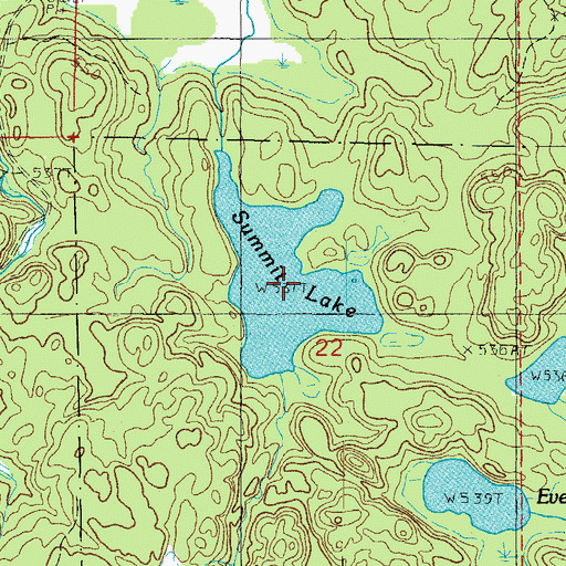 Topographic Map of Summit Lake, MI