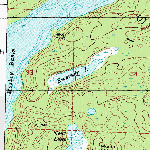 Topographic Map of Sumner Lake, MI