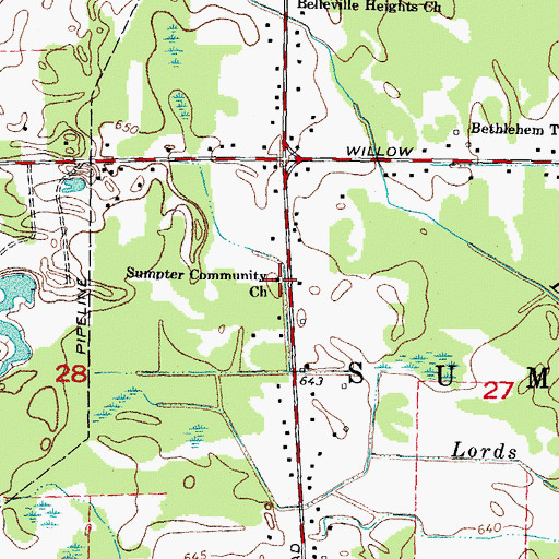 Topographic Map of Sumpter Community Church, MI