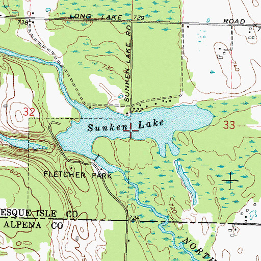 Topographic Map of Sunken Lake, MI