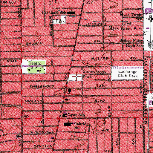 Topographic Map of Sunnybrook Park, MI