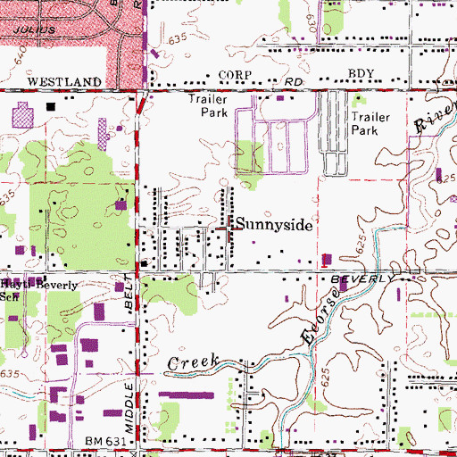 Topographic Map of Sunnyside, MI