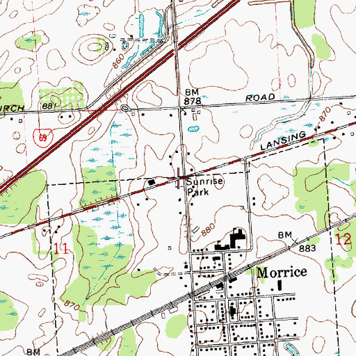 Topographic Map of Sunrise Park, MI