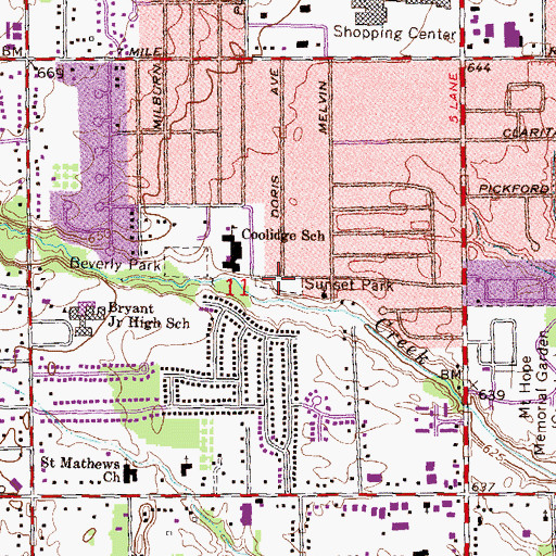 Topographic Map of Sunset Park, MI