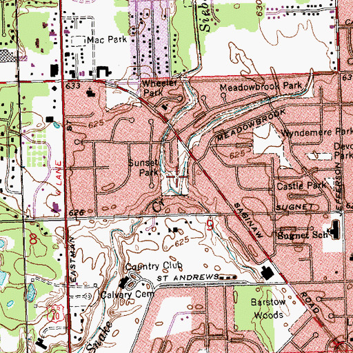 Topographic Map of Sunset Park, MI
