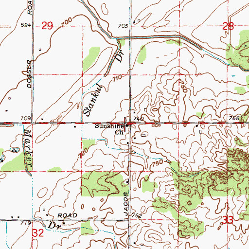 Topographic Map of Sunshine Church, MI