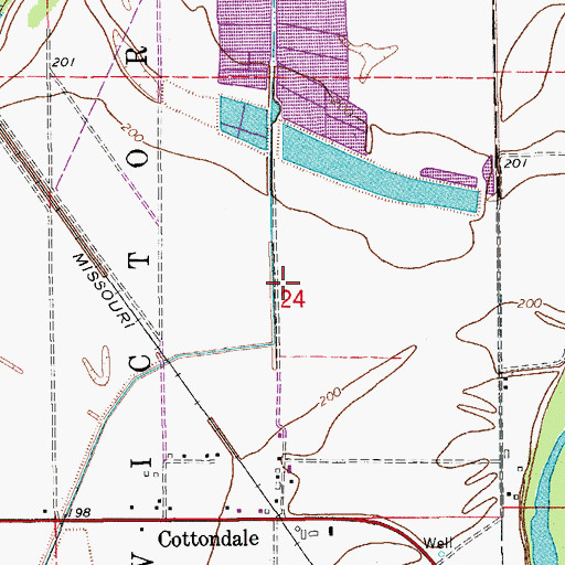 Topographic Map of Cottondale Cemetery, AR