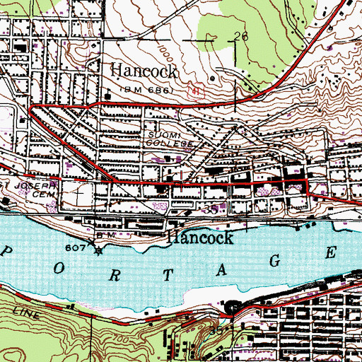Topographic Map of Finlandia University, MI
