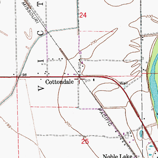 Topographic Map of Cottondale School (historical), AR