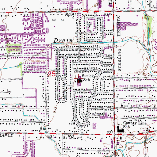 Topographic Map of Susick School, MI