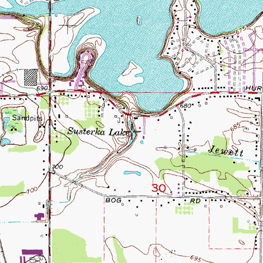 Topographic Map of Susterka Lake, MI